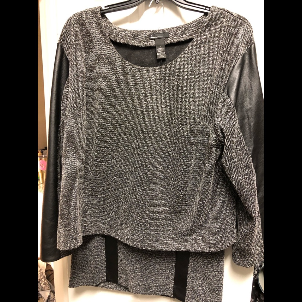 Lane Bryant 2 Piece Grey and Black Tux Stripe